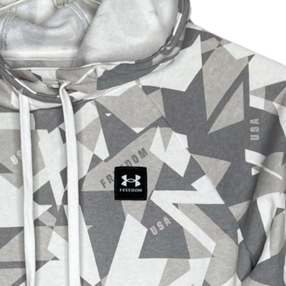 Under Armour Shirt Womens Large White‎ Gray Freedom Rival Amp Hoodie Sweatshirt - Picture 4 of 9